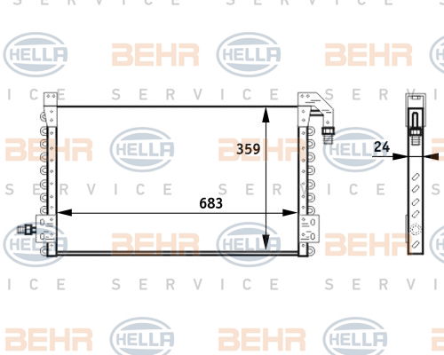 Condenseur, climatisation BEHR HELLA SERVICE