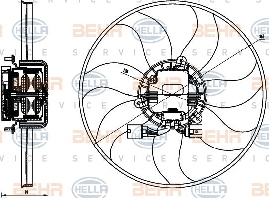 Ventilateur, refroidissement du moteur BEHR HELLA SERVICE