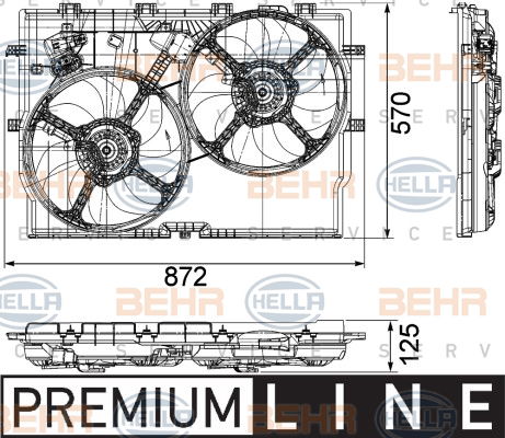 Ventilateur, refroidissement du moteur BEHR HELLA SERVICE *** PREMIUM LINE ***