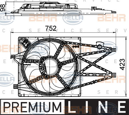 Ventilateur, refroidissement du moteur BEHR HELLA SERVICE *** PREMIUM LINE ***