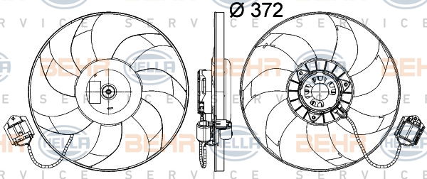 Ventilateur, refroidissement du moteur BEHR HELLA SERVICE *** PREMIUM LINE ***