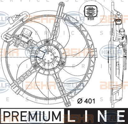 Ventilateur, refroidissement du moteur BEHR HELLA SERVICE *** PREMIUM LINE ***