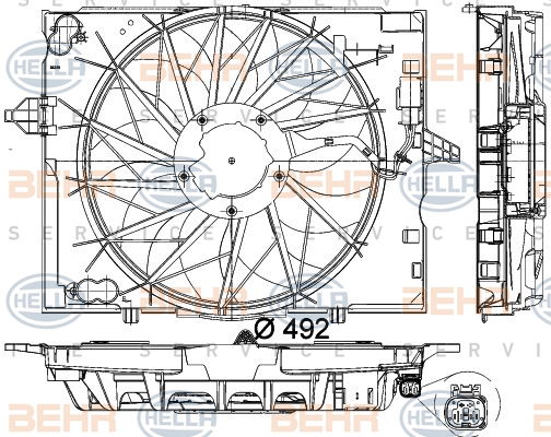 Ventilateur, refroidissement du moteur BEHR HELLA SERVICE *** PREMIUM LINE ***