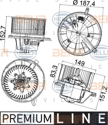 Pulseur d'air habitacle BEHR HELLA SERVICE *** PREMIUM LINE ***