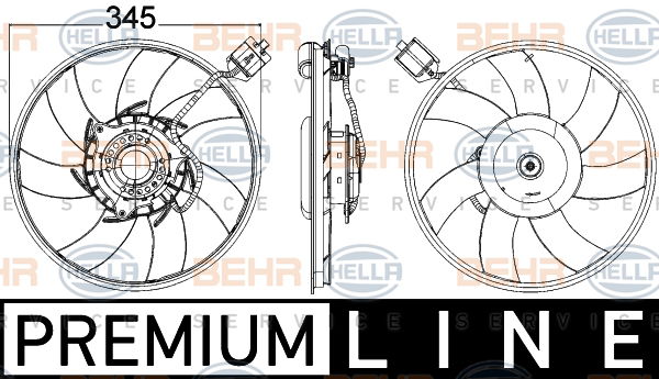 Ventilateur, refroidissement du moteur BEHR HELLA SERVICE *** PREMIUM LINE ***