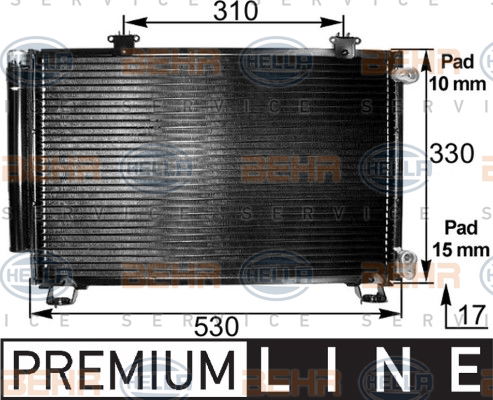 Condenseur, climatisation BEHR HELLA SERVICE *** PREMIUM LINE ***