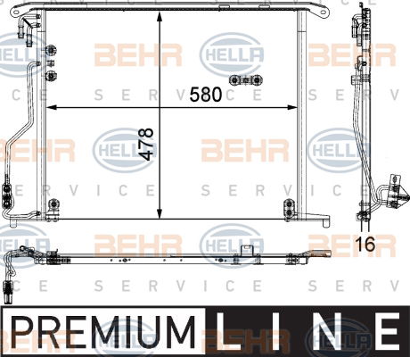 Condenseur, climatisation BEHR HELLA SERVICE *** PREMIUM LINE ***