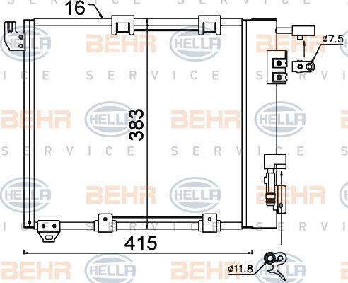 Condenseur, climatisation BEHR HELLA SERVICE Version ALTERNATIF