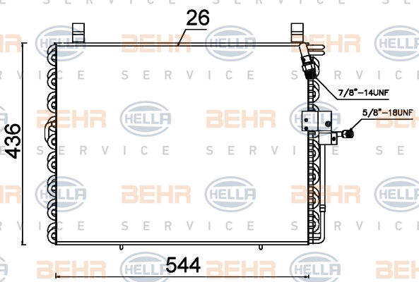 Condenseur, climatisation BEHR HELLA SERVICE Version ALTERNATIF