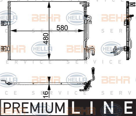 Condenseur, climatisation BEHR HELLA SERVICE *** PREMIUM LINE ***