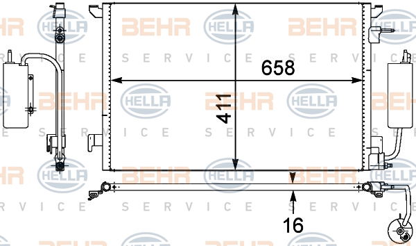 Condenseur, climatisation BEHR HELLA SERVICE