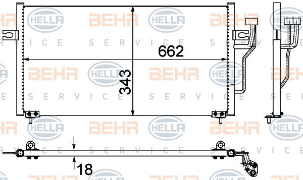 Condenseur, climatisation BEHR HELLA SERVICE