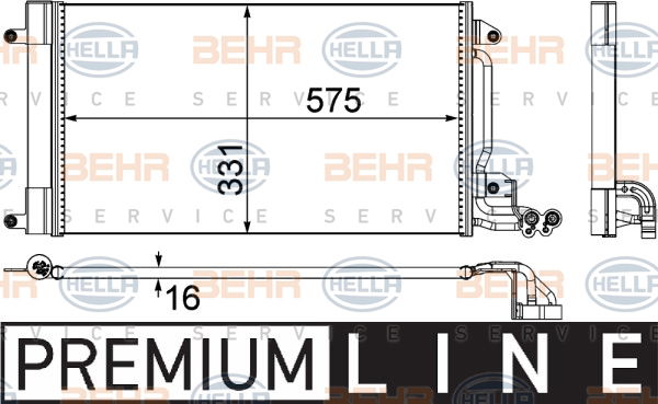 Condenseur, climatisation BEHR HELLA SERVICE *** PREMIUM LINE ***