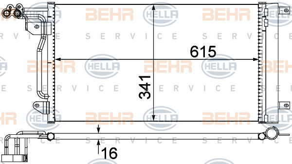 Condenseur, climatisation BEHR HELLA SERVICE