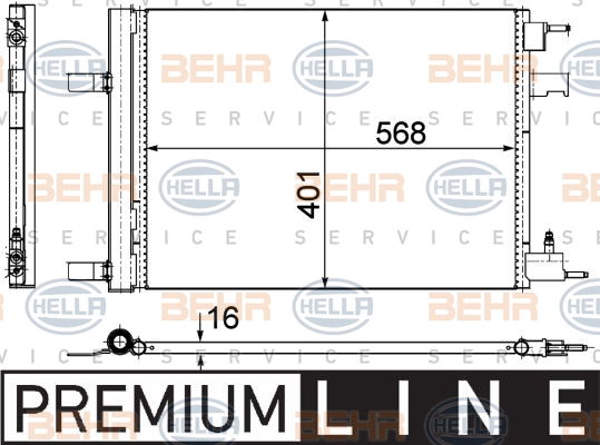 Condenseur, climatisation BEHR HELLA SERVICE *** PREMIUM LINE ***