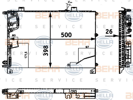 Condenseur, climatisation BEHR HELLA SERVICE *** PREMIUM LINE ***