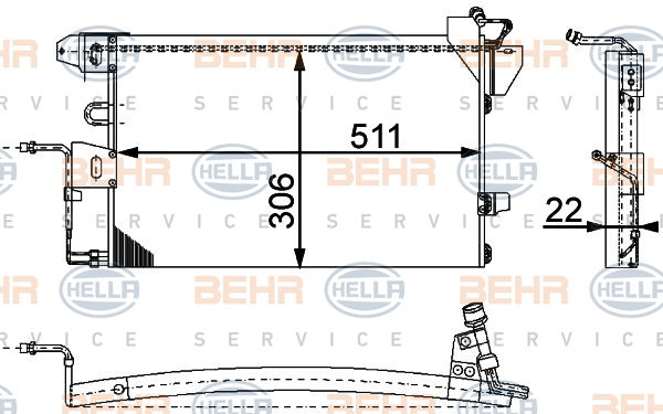 Condenseur, climatisation BEHR HELLA SERVICE *** PREMIUM LINE ***