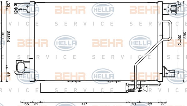 Condenseur, climatisation BEHR HELLA SERVICE