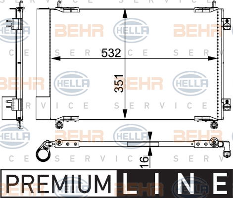 Condenseur, climatisation BEHR HELLA SERVICE *** PREMIUM LINE ***