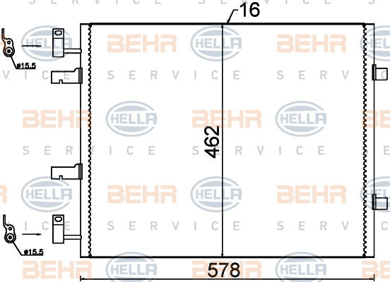 Condenseur, climatisation BEHR HELLA SERVICE