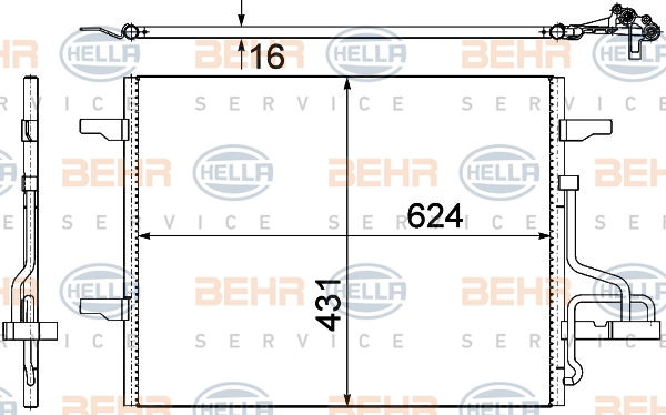 Condenseur, climatisation BEHR HELLA SERVICE