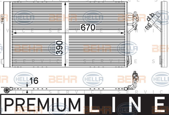 Condenseur, climatisation BEHR HELLA SERVICE *** PREMIUM LINE ***