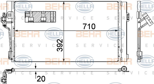Condenseur, climatisation BEHR HELLA SERVICE