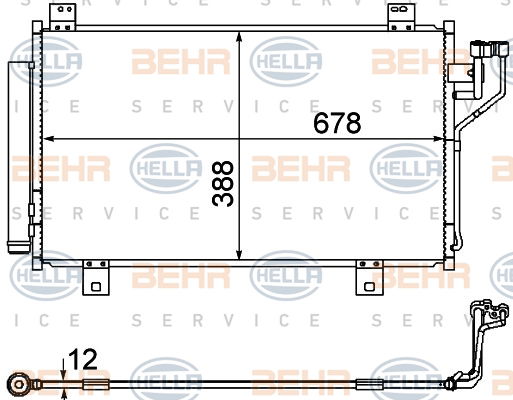 Condenseur, climatisation BEHR HELLA SERVICE