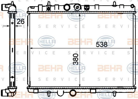 Radiateur, refroidissement du moteur BEHR HELLA SERVICE Version ALTERNATIF