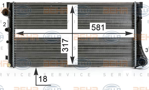 Radiateur, refroidissement du moteur BEHR HELLA SERVICE *** PREMIUM LINE ***