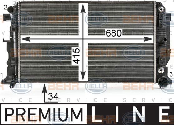 Radiateur, refroidissement du moteur BEHR HELLA SERVICE *** PREMIUM LINE ***