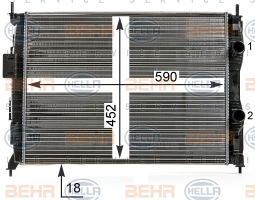 Radiateur, refroidissement du moteur BEHR HELLA SERVICE *** PREMIUM LINE ***