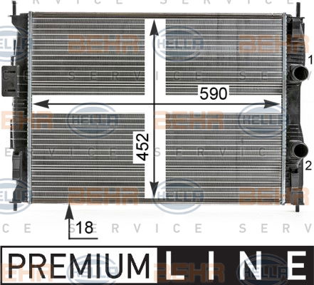 Radiateur, refroidissement du moteur BEHR HELLA SERVICE *** PREMIUM LINE ***