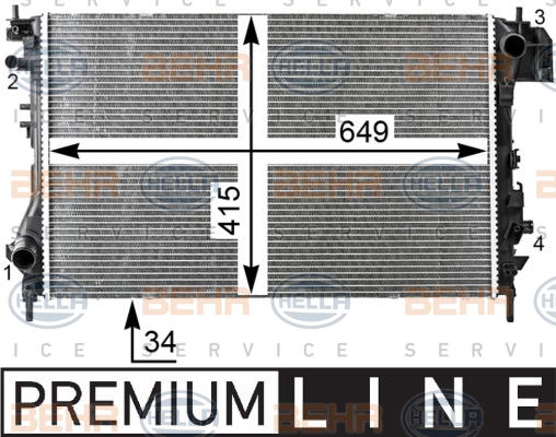 Radiateur, refroidissement du moteur BEHR HELLA SERVICE *** PREMIUM LINE ***