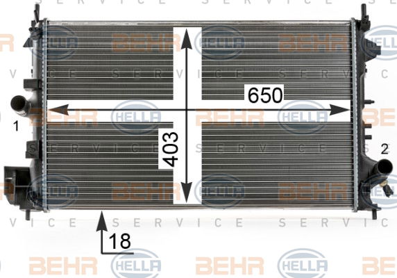 Radiateur, refroidissement du moteur BEHR HELLA SERVICE *** PREMIUM LINE ***