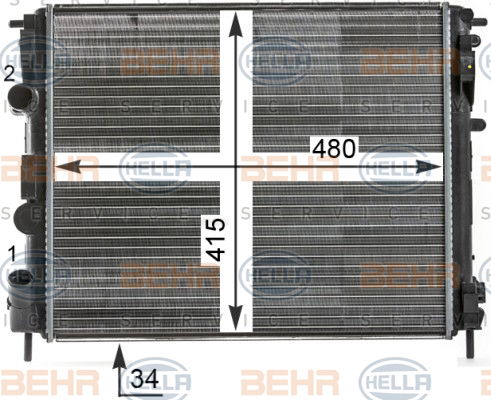 Radiateur, refroidissement du moteur BEHR HELLA SERVICE Version ALTERNATIF