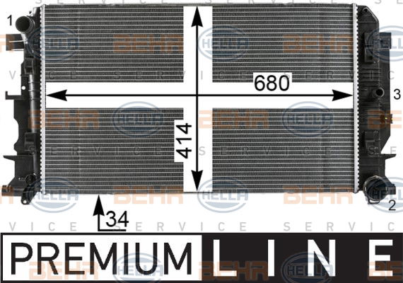 Radiateur, refroidissement du moteur BEHR HELLA SERVICE *** PREMIUM LINE ***