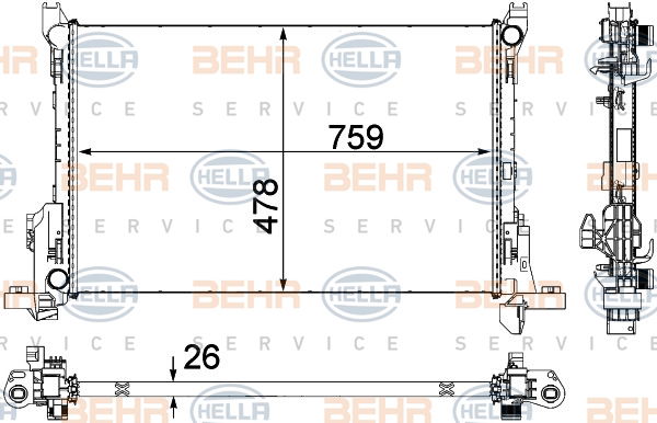 Radiateur, refroidissement du moteur BEHR HELLA SERVICE *** PREMIUM LINE ***