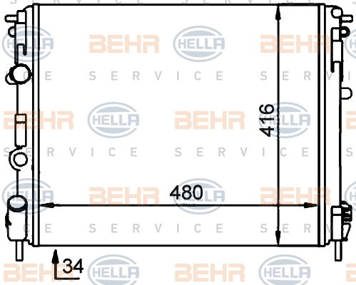 Radiateur, refroidissement du moteur BEHR HELLA SERVICE
