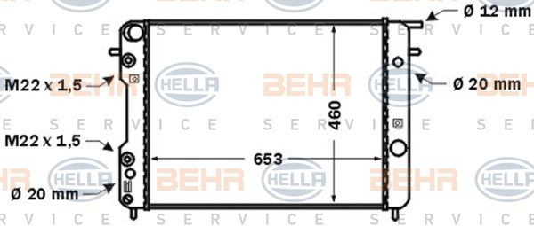 Radiateur, refroidissement du moteur BEHR HELLA SERVICE