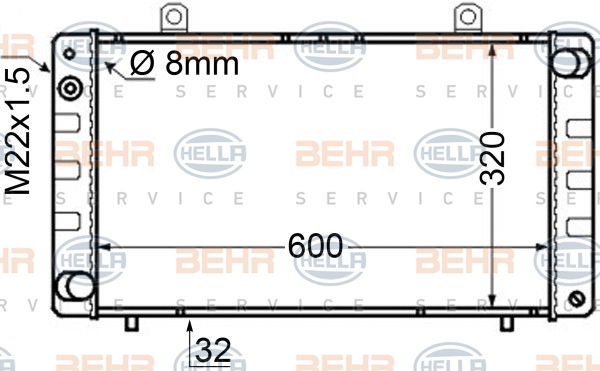 Radiateur, refroidissement du moteur BEHR HELLA SERVICE