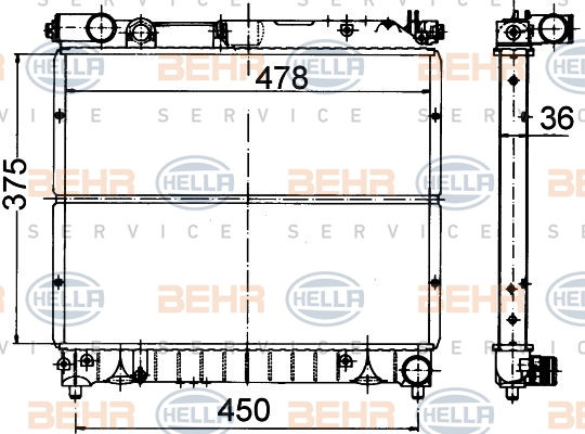 Radiateur, refroidissement du moteur BEHR HELLA SERVICE *** PREMIUM LINE ***