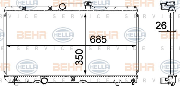 Radiateur, refroidissement du moteur BEHR HELLA SERVICE