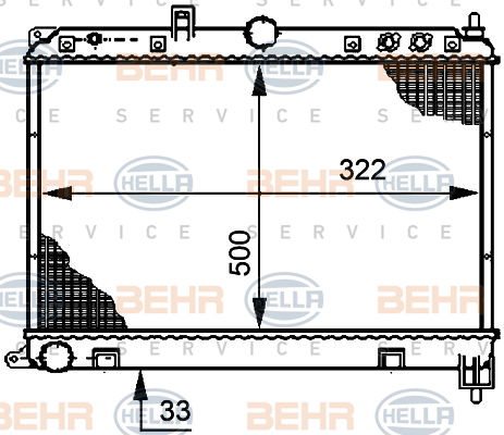 Radiateur, refroidissement du moteur BEHR HELLA SERVICE