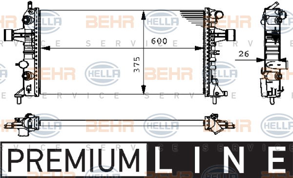 Radiateur, refroidissement du moteur BEHR HELLA SERVICE Version ALTERNATIF