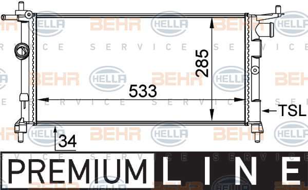 Radiateur, refroidissement du moteur BEHR HELLA SERVICE *** PREMIUM LINE ***