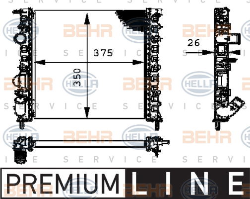 Radiateur, refroidissement du moteur BEHR HELLA SERVICE *** PREMIUM LINE ***