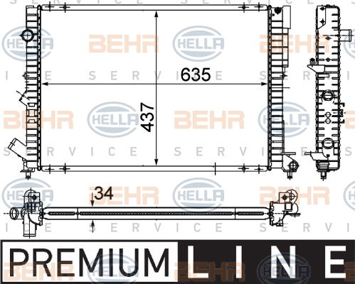 Radiateur, refroidissement du moteur BEHR HELLA SERVICE *** PREMIUM LINE ***