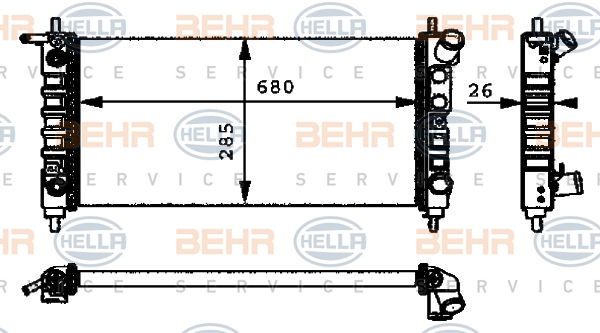 Radiateur, refroidissement du moteur BEHR HELLA SERVICE *** PREMIUM LINE ***