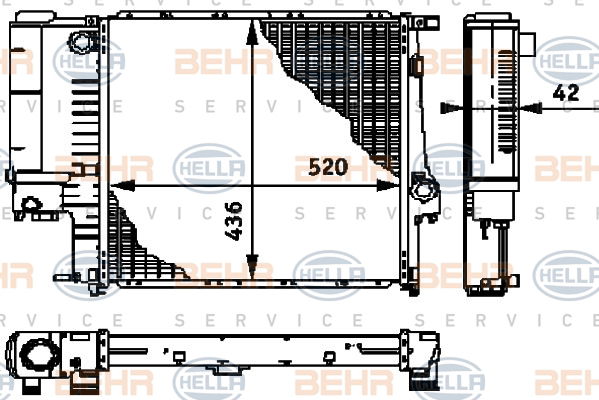 Radiateur, refroidissement du moteur BEHR HELLA SERVICE Version ALTERNATIF